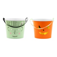 Cubo de Calabaza y Frankestein de 13,5 cm - 2 unidades