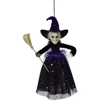 Colgante de bruja con escoba de 47 cm