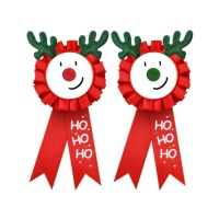 Broche de Reno navideño con nariz de madera - 2 unidades