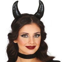 Diadema de cuernos anchos de demonio negros