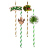 Pajitas de Dinosaurios Jurassic de 19,2 cm - 8 unidades