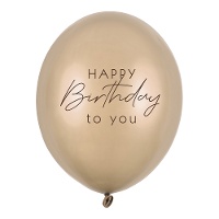 Globos de látex dorado metálico de Happy Birthday de 30 cm - 6 unidades