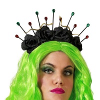 Diadema de medusa con rosas negras
