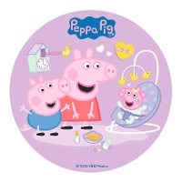 Oblea para tarta de Peppa Pig new baby de 20 cm