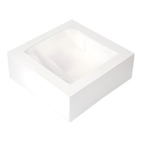 Caja de 30 x 30 x 9,5 cm para tarta blanca con ventana