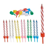 Velas de colores clásicas - 12 unidades