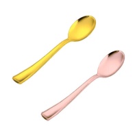 Cucharas de 13 cm de plástico metalizadas premium - 8 unidades