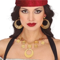 Set de collar y pendientes de oro metálico de zíngara