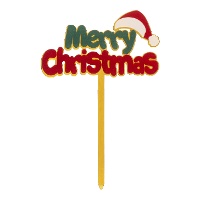 Topper para tarta de Merry Christmas dorado de 10 x 15 mm