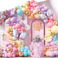 Kit de globos de flores y mariposas pastel - 100 piezas