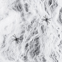 Telaraña de 200 gr blanca con dos arañas negras