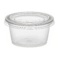 Salsera de 120 ml de plástico transparente con tapa - 100 unidades