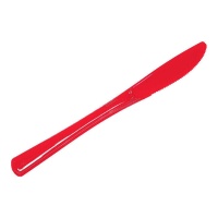 Cuchillos de 20 cm de plástico rojo premium - 12 unidades