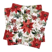 Servilletas de 16,5 x 16,5 cm de Navidad de flor de Pascua - 20 unidades