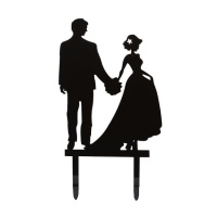 Topper para tarta acrílico de novios cogidos de la mano