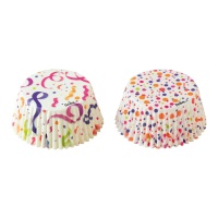 Cápsulas para cupcake blancas con confettis - 36 unidades
