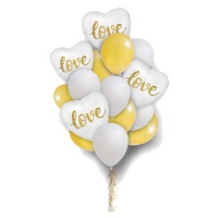 Bouquet de globos de corazones blanco Love - 16 unidades