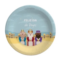 Platos de 18 cm de Reyes Magos azul - 8 unidades