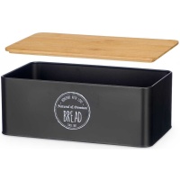 Panera de 33 x 18 x 13 cm negra con tapa de bambú