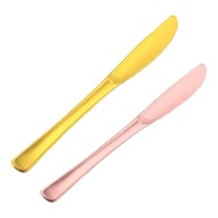 Cuchillos de 20 cm de plástico metalizado premium - 6 unidades