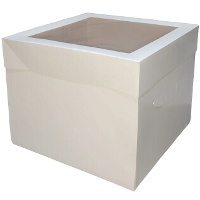Caja de 25 x 25 x 25 cm para tarta blanca con ventana superior