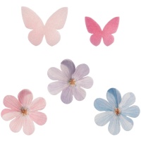 Obleas de flores de colores y mariposas - 8 unidades