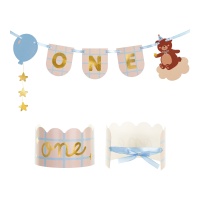 Kit para trona de Primer Cumpleaños Osito