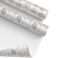 Papel de regalo de cumpleaños globos o tartas de 2 x 0,70 m - 1 unidad