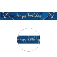 Cartel de Navy and Gold con Happy Birthday de 2,74 m