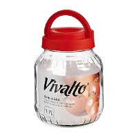 Tarro de 1,7 L transparente con tapa roja