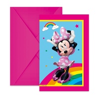 Invitaciones de Minnie Arcoíris - 6 unidades