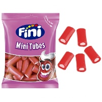 Regaliz rojo de fresa relleno en tacos - Fini mini tubes - 90 gr