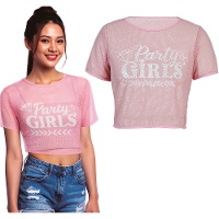 Top de rejilla rosa Party Girls para mujer