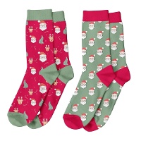 Calcetines de Papá Noel verde y rojo - 1 par