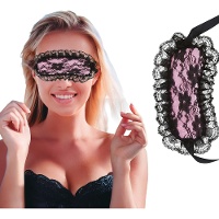 Antifaz rosa con encaje negro