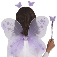 Conjunto de mariposa de alas, varita y diadema - 3 unidades
