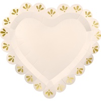 Platos de corazón crema de 26 x 24,5 cm - 6 unidades