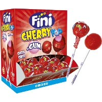 Chupa chup sabor cereza con chicle - envase individual - Fini cherry pop gum - 100 unidades