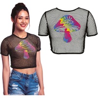 Top de rejilla de seta psicodélica para mujer