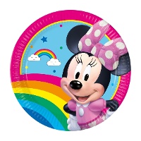 Platos de Minnie Arcoíris de 23 cm - 8 unidades