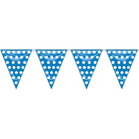 Banderín de plástico azul con topos de 5 m