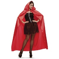 Capa de 135 cm roja con capucha larga