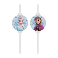 Pajitas de papel Frozen azul - 4 unidades