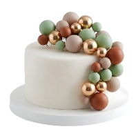 Topper para tarta de bolas marrones, verdes y doradas - 32 unidades