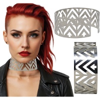 Collar rígido futurista estilo cyberpunk