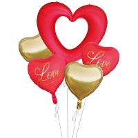 Bouquet de globos de corazón San Valentín - 5 unidades
