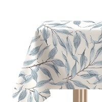 Mantel de 1,45 x 1,45 m de tela hojas azules