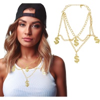 Collar de 4 signos de dólar estilo gánster