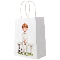 Bolsa de comunión de niño fútbol sentado de 32 x 26 x 12 cm