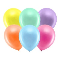 Globos de látex de 30 cm metalizados Rainbow - PartyDeco - 100 unidades